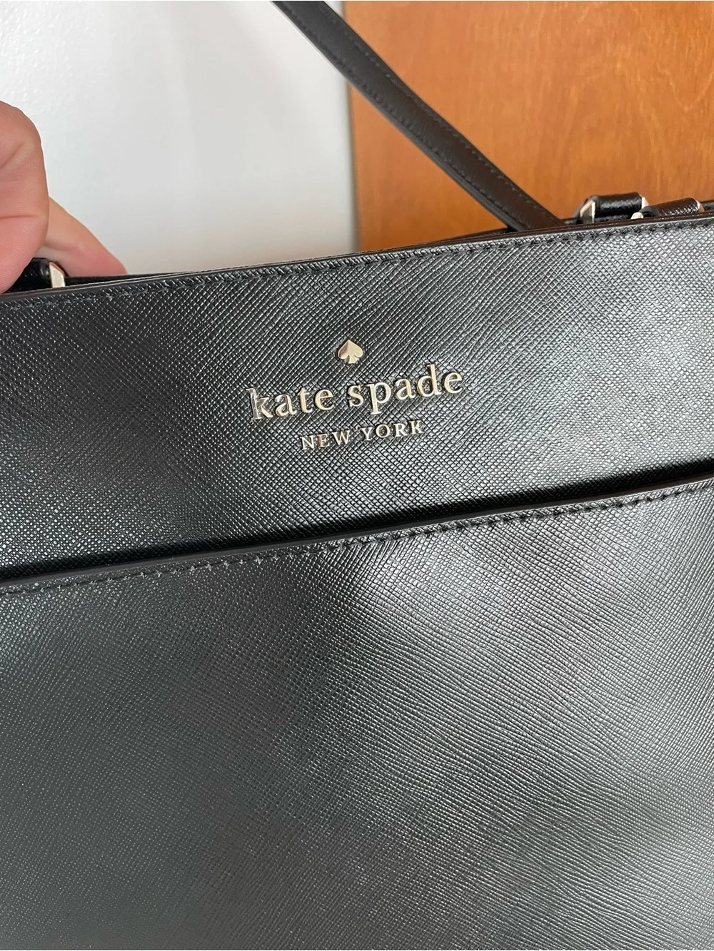 kate spade Black Staci Saffiano Leather large Tote